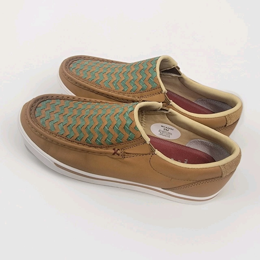 Women's Twisted X Driving Shoes‎ Ginger & Green Slip On Woven Kicks Size US 9 M